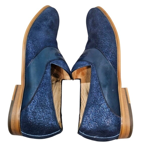 Robert Graham Mens 10 Dress Shoes Metallic Blue Suede Slip On Loafers main image 8